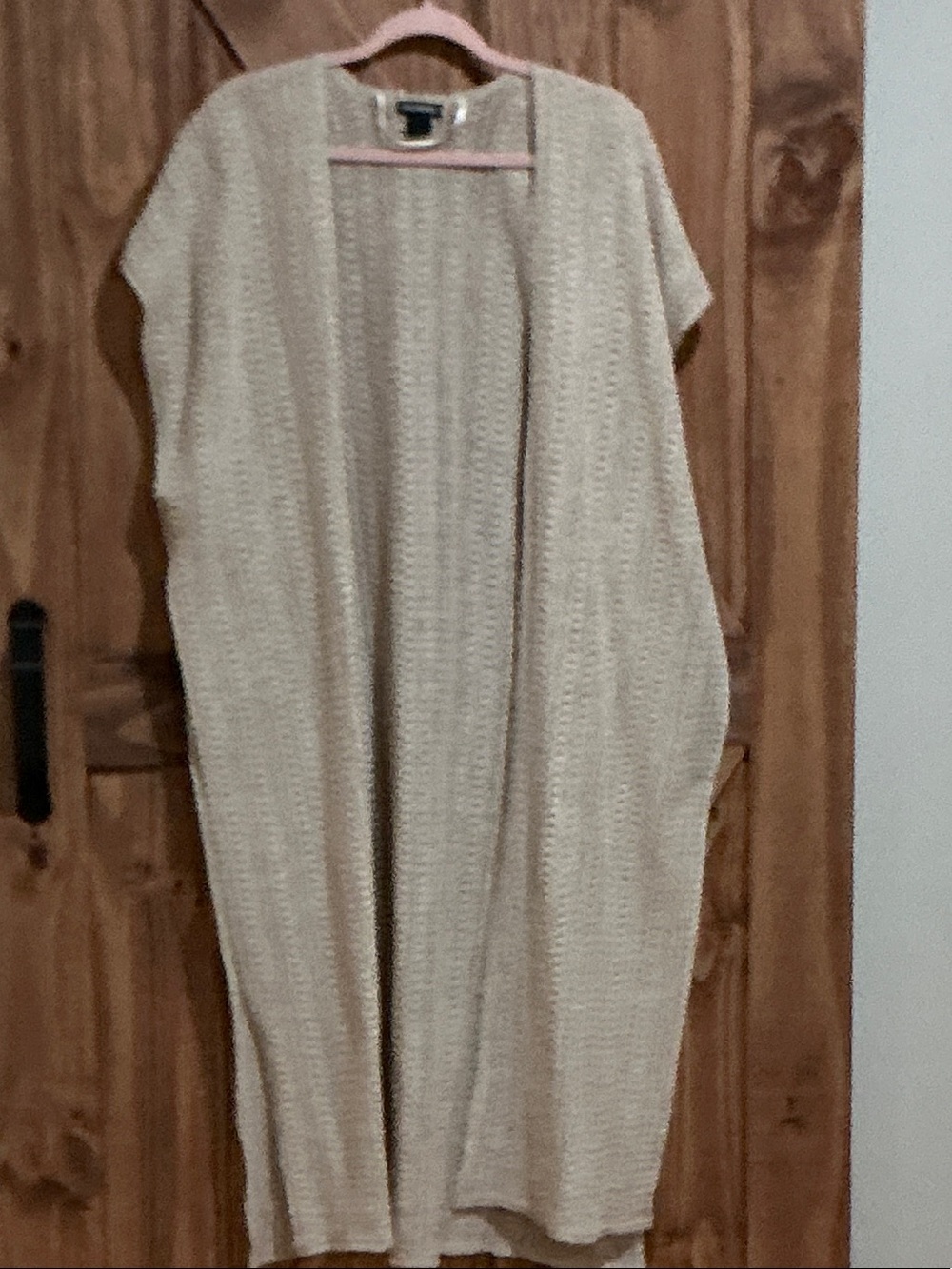 Steve Madden Neutral Knit Open-Front Maxi Cardigan